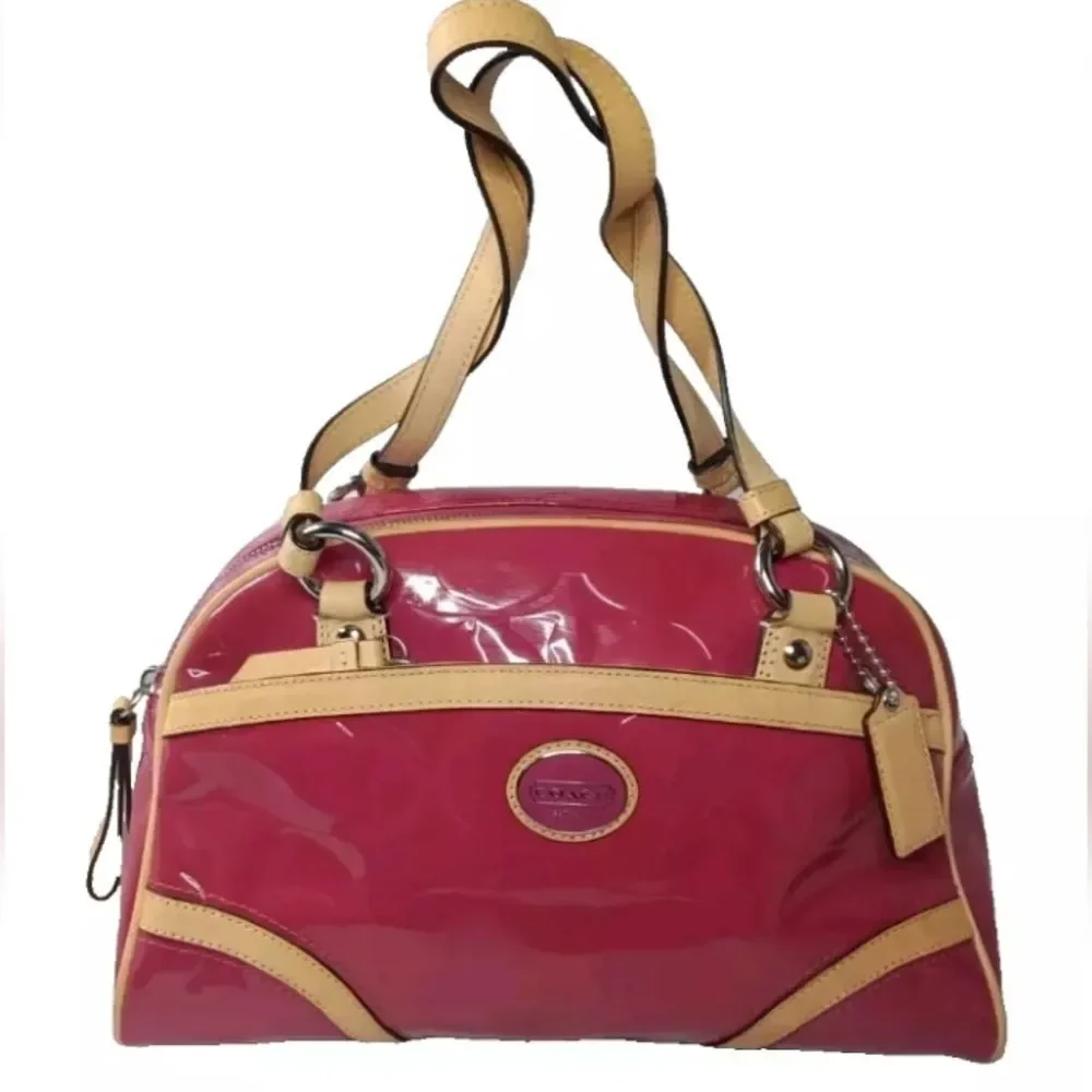 Coach Peyton Embossed Patent Leather Satchel Red Handbag F20065